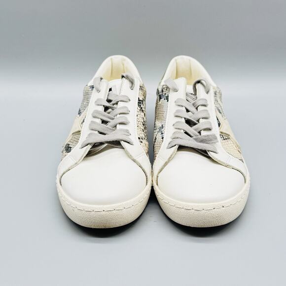 Vintage Havana Shoes Womens 7.5 White Gold Snake Print Star Low Top Sneakers - Picture 9 of 13